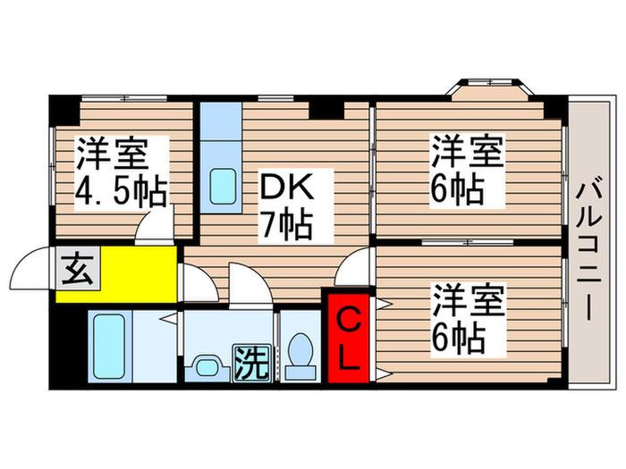ラージ末広2(3DK/2階)の間取り写真