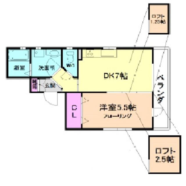 コルティーレ荘園(1DK/2階)の間取り写真