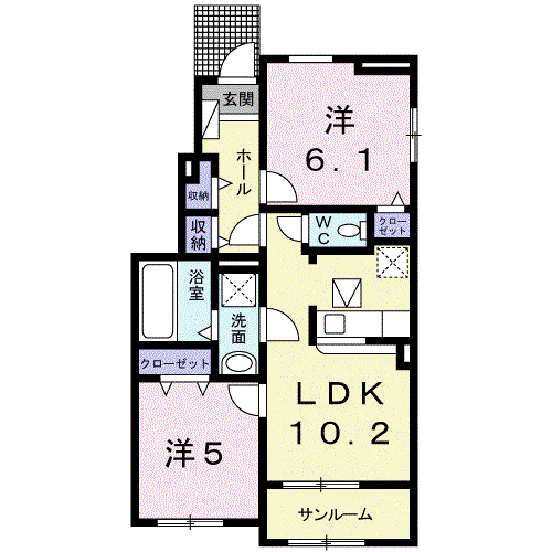 レジデンス小山 I(2LDK/1階)の間取り写真