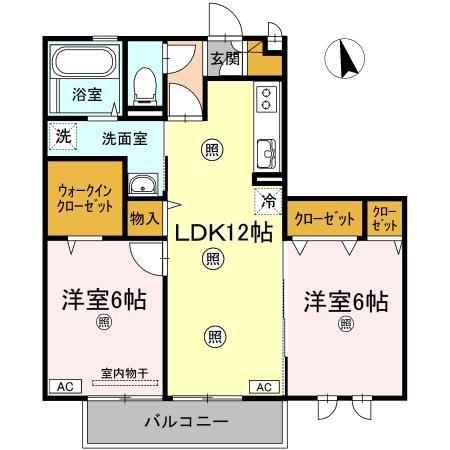 メゾン エミグラント A棟(2LDK/2階)の間取り写真