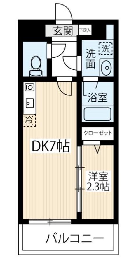 ARCOBALENO SHINITABASHI(1DK/2階)の間取り写真