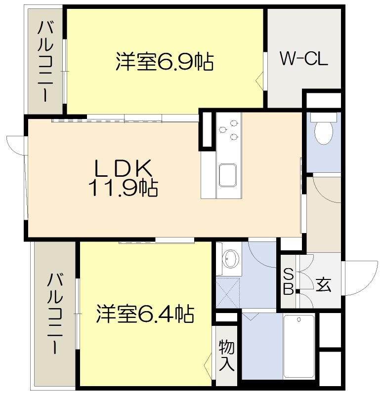 VINCULUM AK(2LDK/3階)の間取り写真