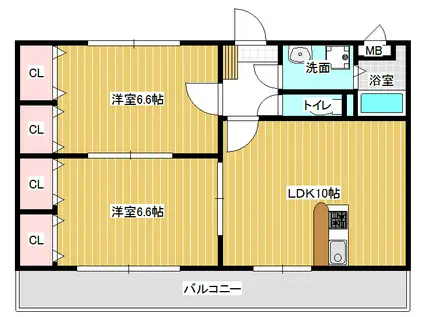 グランルージュ(2LDK/1階)の間取り写真
