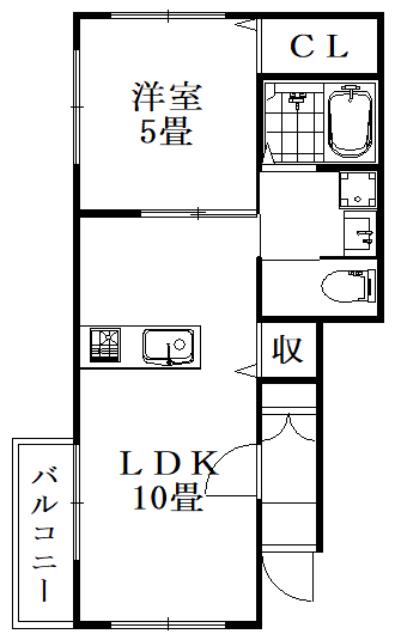 ピースシュランク(1LDK/1階)の間取り写真