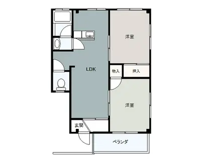 サンテラス志苑熊谷(2LDK/2階)の間取り写真