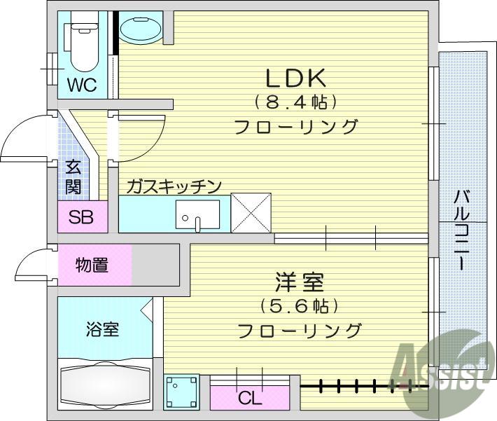 星ヶ丘プラザ(1LDK/4階)の間取り写真