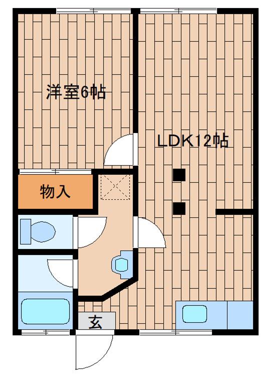 君ヶ谷コーポ(1LDK/2階)の間取り写真