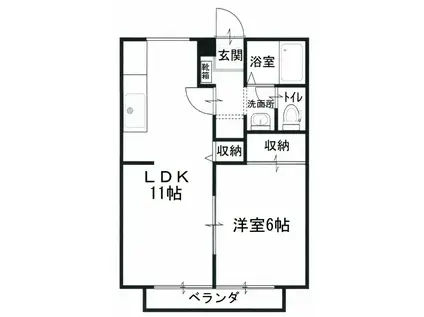 中野ハイツ4号地(1LDK/1階)の間取り写真
