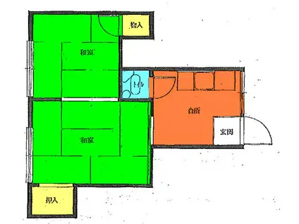 第五清友荘(2K/2階)の間取り写真