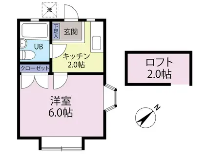 浦安市富士見4丁目アパート(1K/2階)の間取り写真