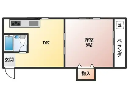 スタジオ桜塚(1DK/2階)の間取り写真