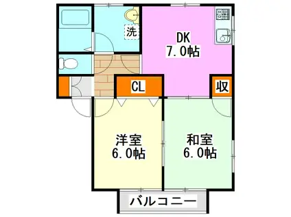 KMハイツVI(2DK/1階)の間取り写真