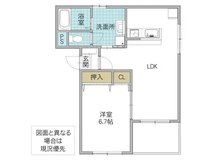 コンフォート赤塚(1LDK/2階)の間取り写真