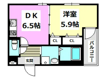 フジパレス阪急茨木北II番館(1DK/1階)の間取り写真