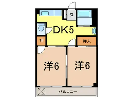高田ビル(2DK/5階)の間取り写真