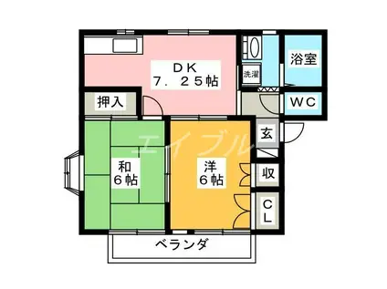 コーポカワサキA(2DK/1階)の間取り写真
