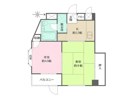 狛江ジョージハイム(2K/1階)の間取り写真