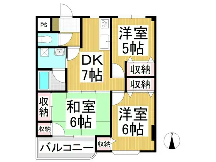 プライムハイツR・K(3DK/5階)の間取り写真