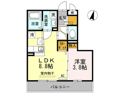 ヴィラコンフォート箕面(1LDK/1階)の間取り写真