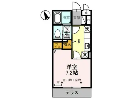 COCO上米島(1K/1階)の間取り写真