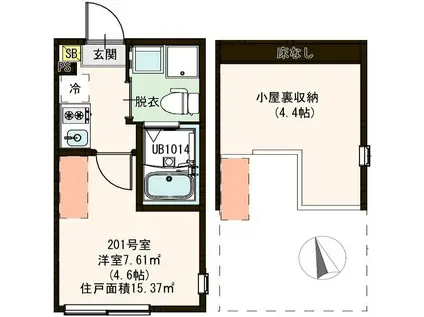 東伊興三丁目DESIGNER SAPARTMENT(1K/2階)の間取り写真