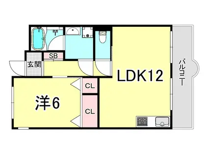 CASAベラヴィスタ福田(1LDK/5階)の間取り写真