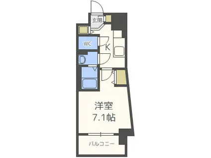 アスヴェル大阪城ウエストII(1K/9階)の間取り写真