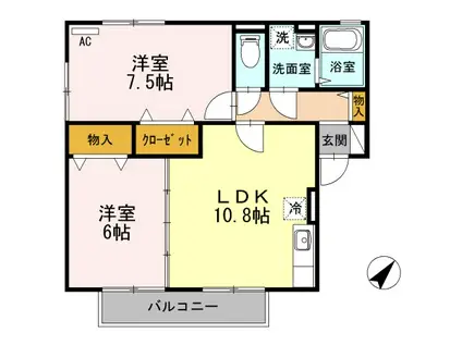 メゾン・ド・ポンパドール(2LDK/2階)の間取り写真