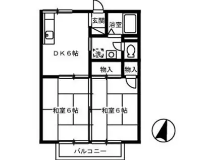 プレジール久保(2DK/2階)の間取り写真