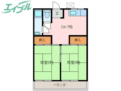 ルナスピカ(2DK/2階)の間取り写真