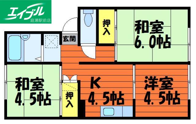 プレジール西岡(3K/1階)の間取り写真