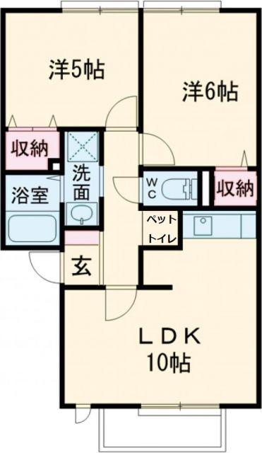 リヴェール(2LDK/2階)の間取り写真