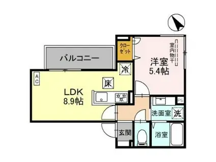 ハレレア(1LDK/3階)の間取り写真