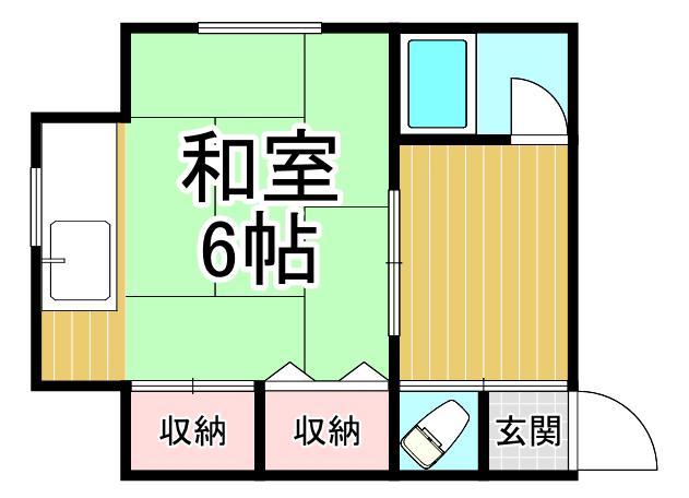 さくら荘 2F(1K/1階)の間取り写真