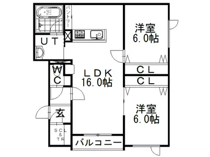 レジデンスY.S(2LDK/2階)の間取り写真
