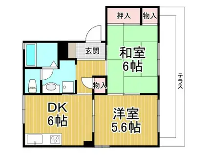 チェリーハイツ(2K/1階)の間取り写真