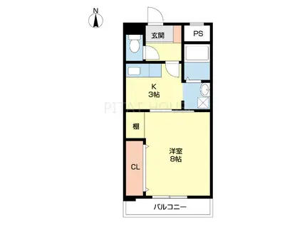 アバンセΑ(1K/3階)の間取り写真