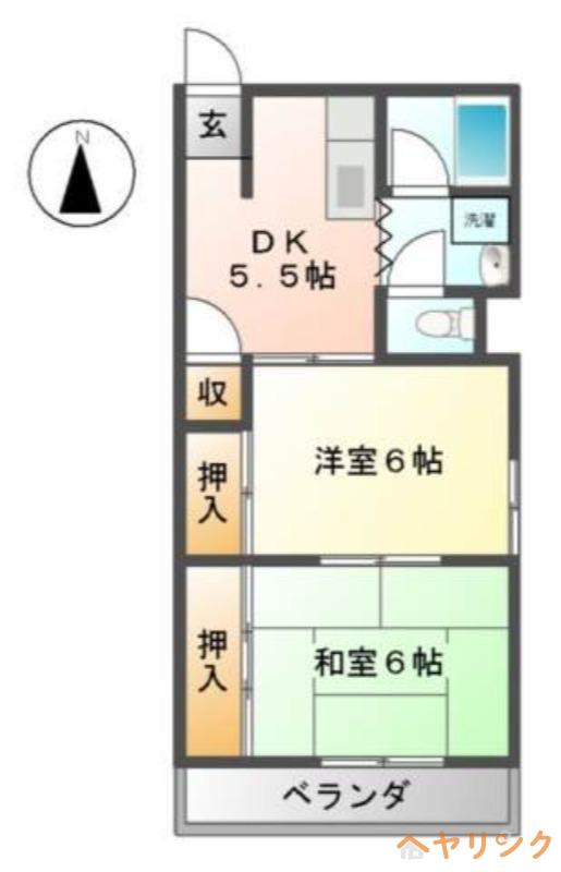 香南ハイツ(2DK/2階)の間取り写真