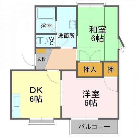 フレグランス石川 A(2DK/2階)の間取り写真