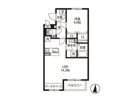 イースト-EMINENCE栗田(1LDK/3階)の間取り写真