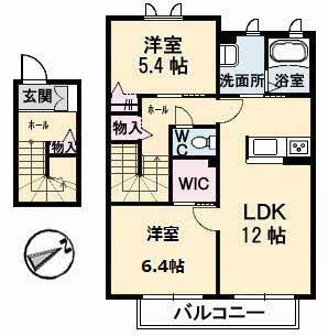 シャーメゾン ラ・モード ガーデンズII(2LDK/2階)の間取り写真