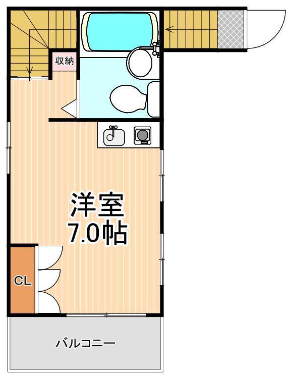 HAJIMEコーポ2(ワンルーム/2階)の間取り写真