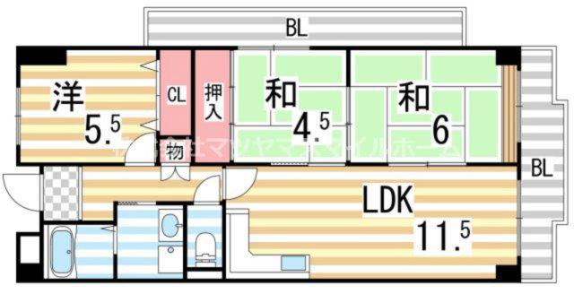 サンマンション南野(3LDK/4階)の間取り写真