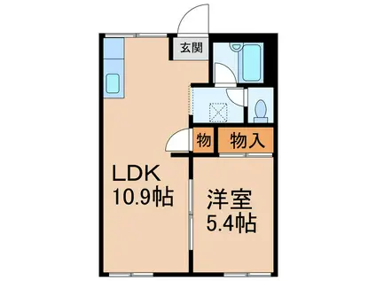 タウニィ料理松(1LDK/1階)の間取り写真