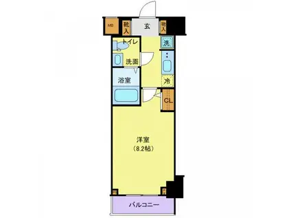 ジェノヴィア白金台グリーンヴェール(1K/9階)の間取り写真