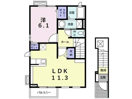 マーベラスシーダー(1LDK/2階)の間取り写真