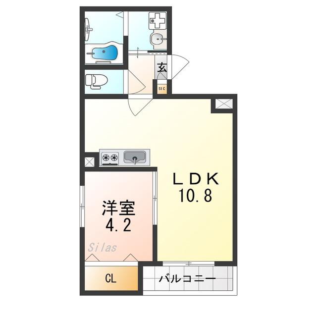 GARDENIA泉佐野大西(1LDK/2階)の間取り写真