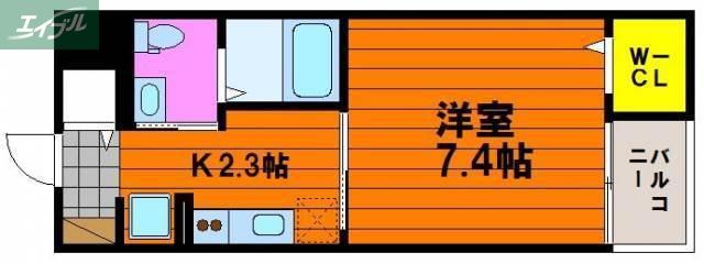 プランドール 十日市(1K/3階)の間取り写真