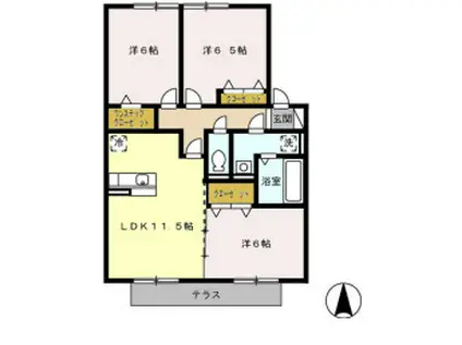 グリースハイム(3LDK/1階)の間取り写真