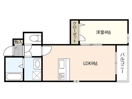 アール江波南(1LDK/1階)の間取り写真